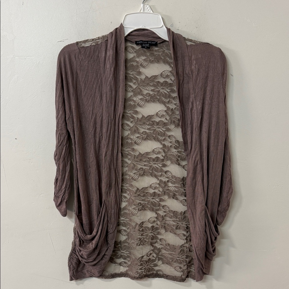 American Dream Lace Cardigan in Brown Y2K